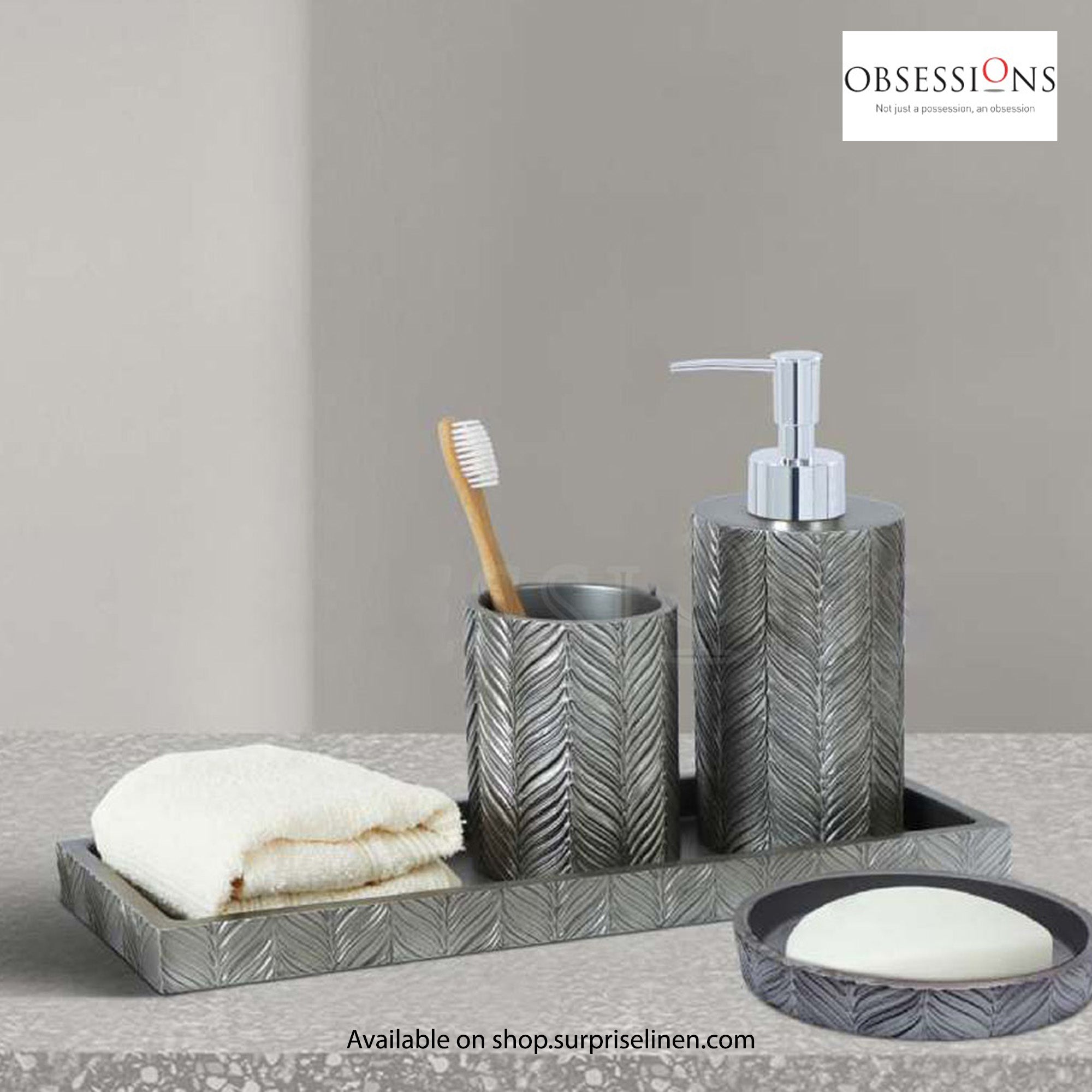 Obsessions - Vibe Collection 4 Pcs Bath Set (Silver Grey)