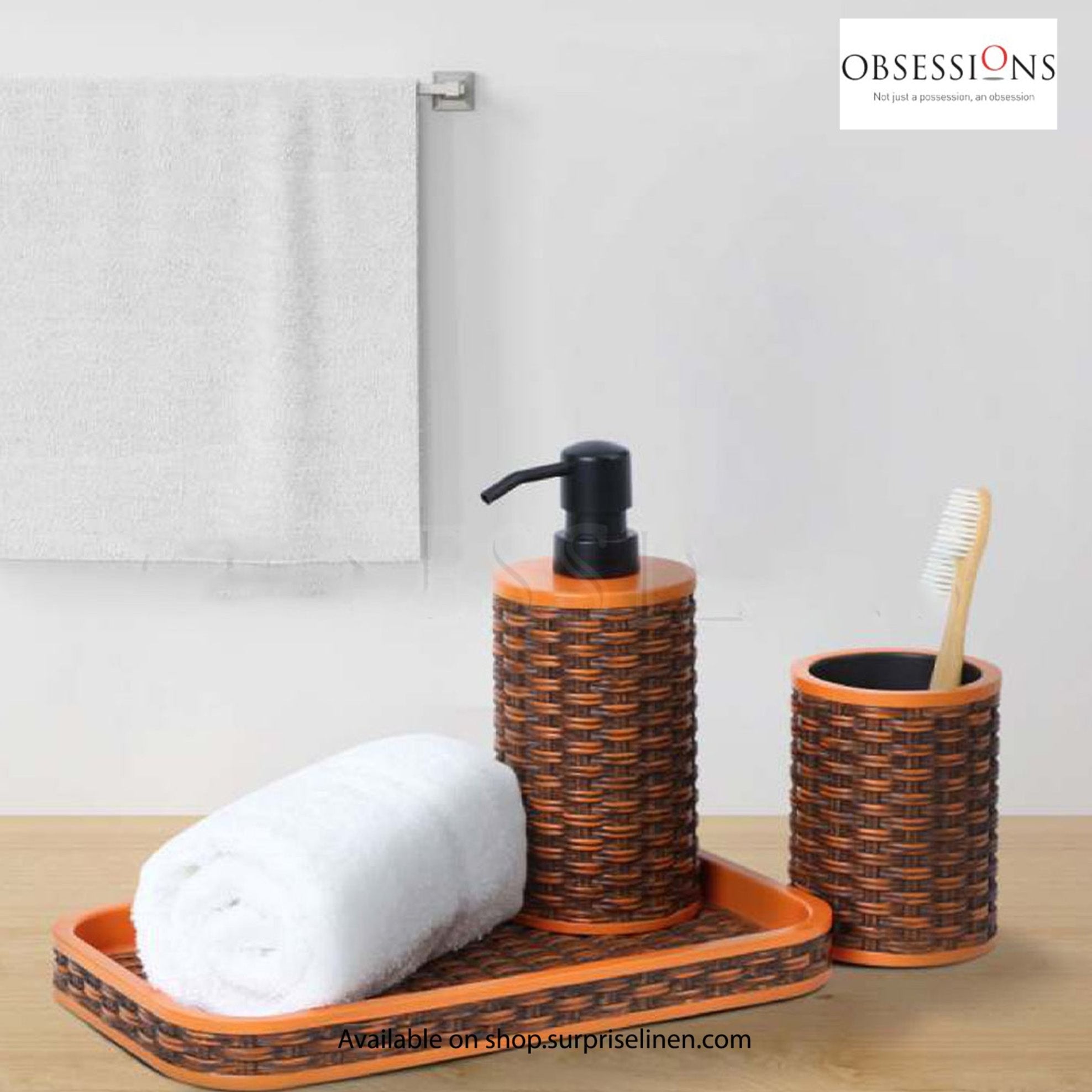 Obsessions - Vibe Collection 3 Pcs Bath Set (Brown Orange)