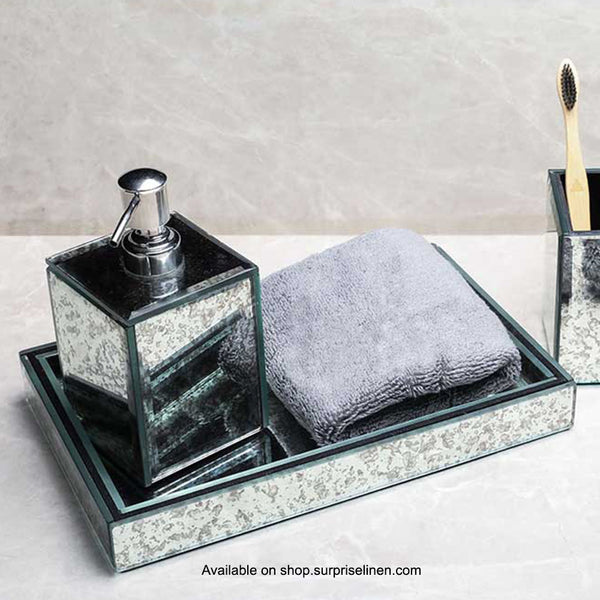 Surprise Home - Etonner Antique Glass 3 Pcs Bath Set (Silver)