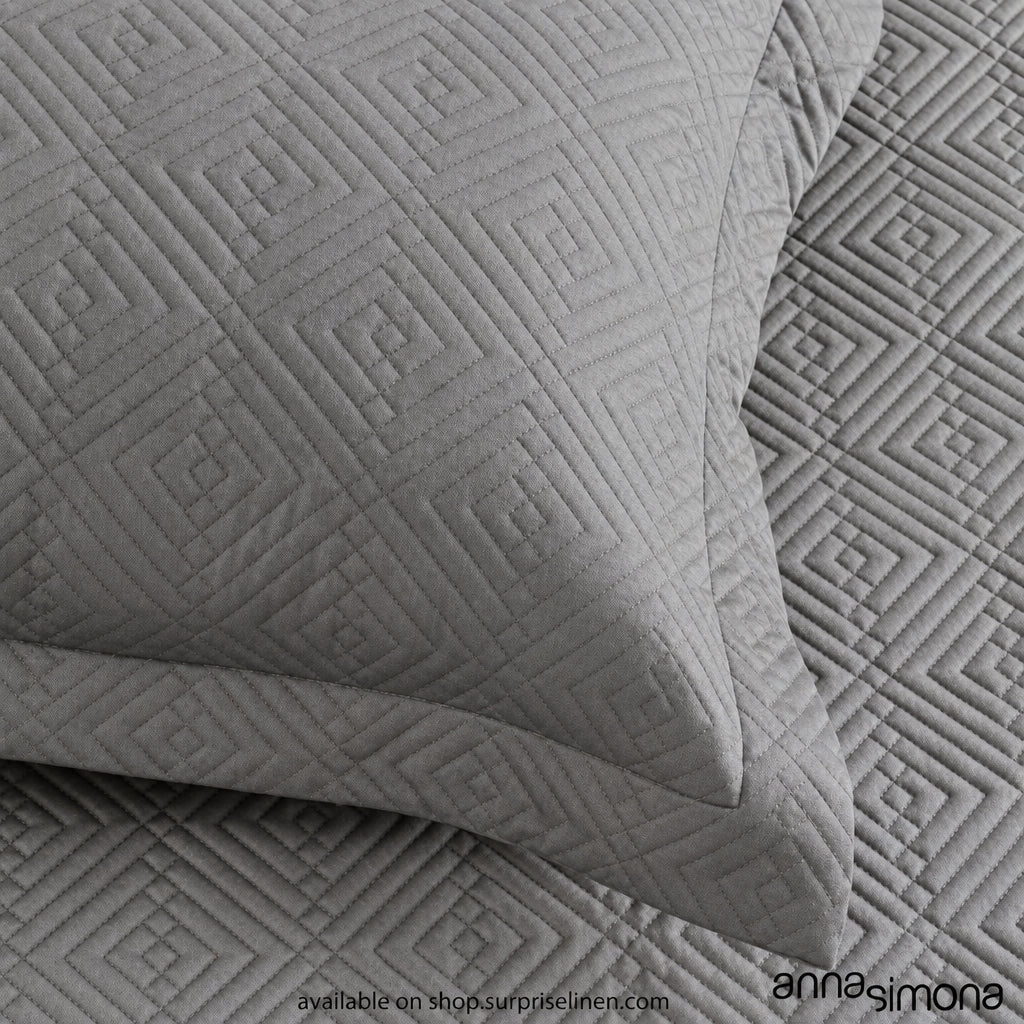 Anna Simona - Parle 3 Pcs 400 TC Cotton Satin Bed Cover Set (Grey)
