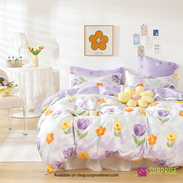 Luxury Hues Collection by Surprise Home - Super King Size 3 Pcs Bedsheet Set in 300 TC Premium Cotton Fabric (Lavender)