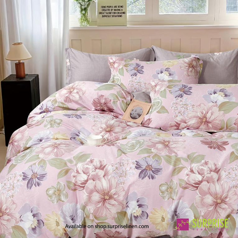 Surprise Home - Fresco Collection Blush Magnolia 100% Cotton 3 Pcs Bedsheet Set (Blush Pink)