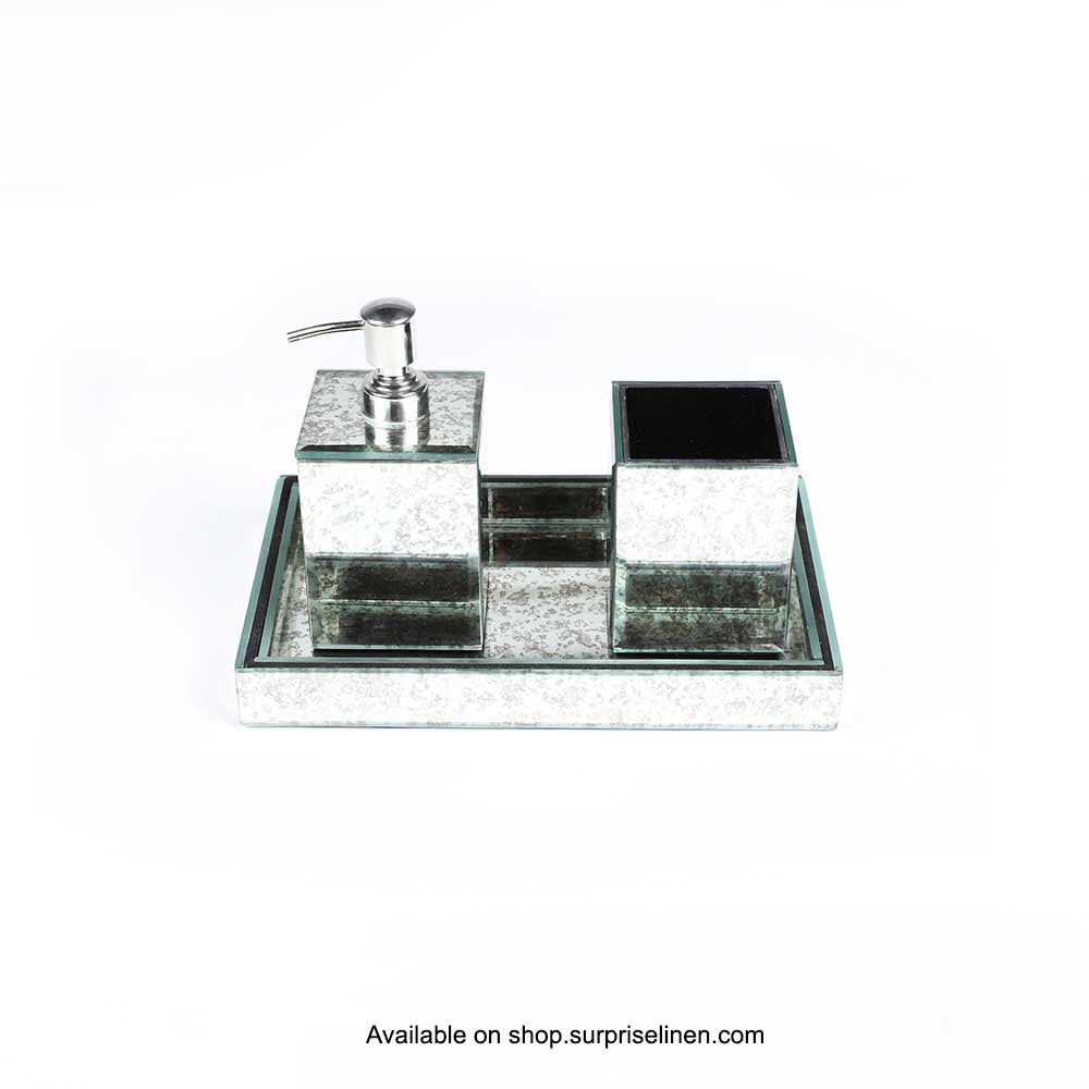 Surprise Home - Etonner Antique Glass 3 Pcs Bath Set (Silver)