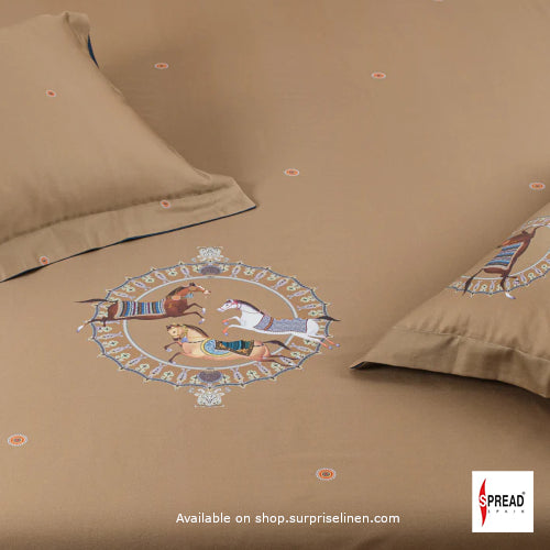 Spread Spain - Spring Summer Collection 550 TC 100% Cotton King Size Bedsheet Set (Sand Beige)