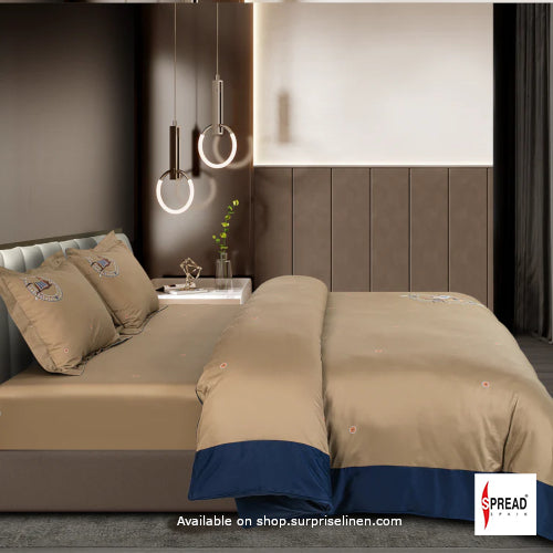 Spread Spain - Spring Summer Collection 550 TC 100% Cotton King Size Bedsheet Set (Sand Beige)