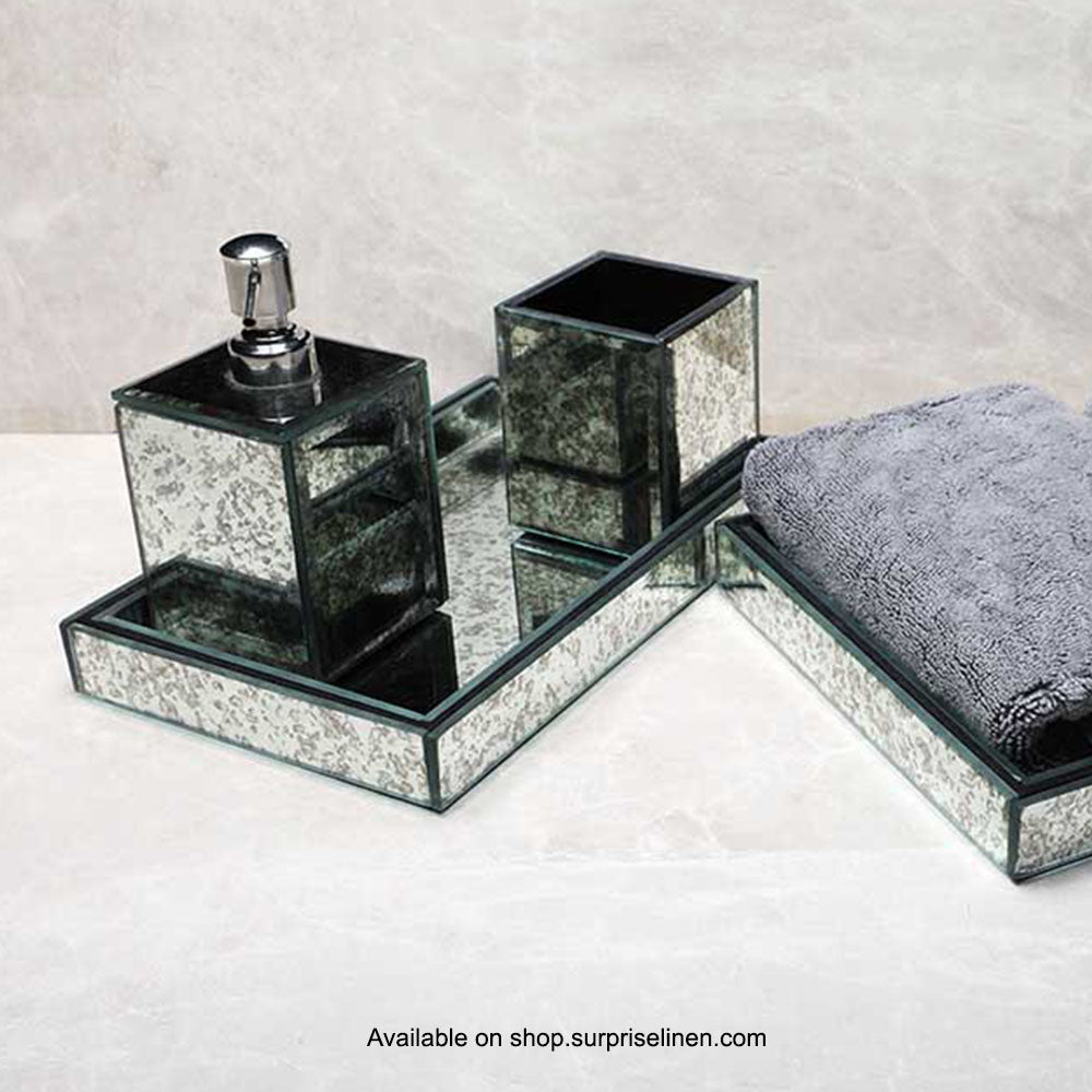 Surprise Home - Etonner Antique Glass 3 Pcs Bath Set (Silver)