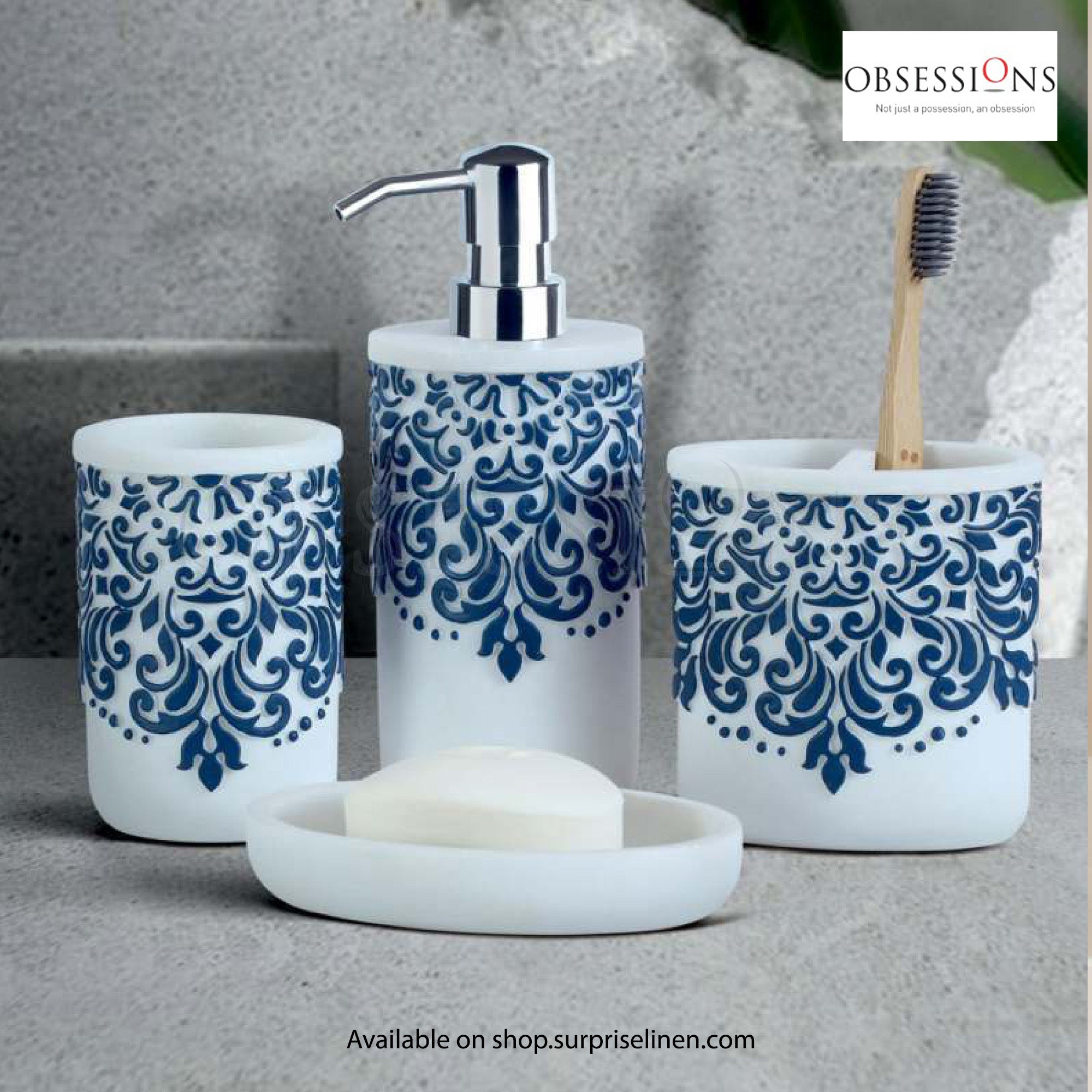 Obsessions - Alvina Collection Luxury Bathroom Accessory Set (Blue)