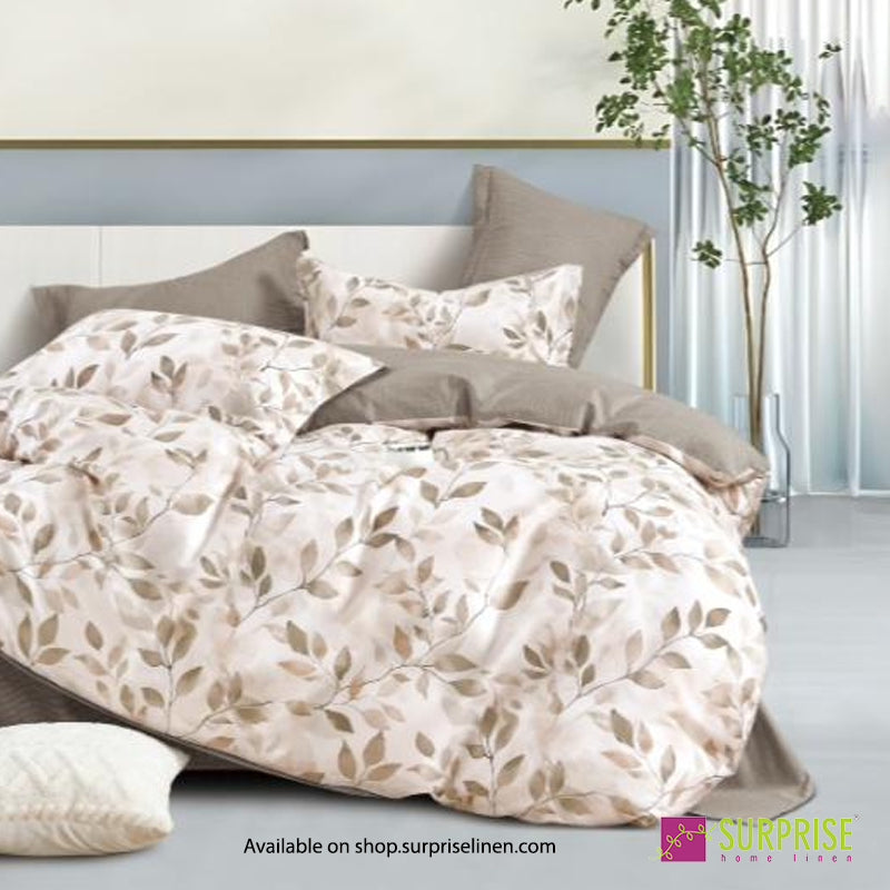 Surprise Home - Hues Champagne Floral Border Bedsheet Set
