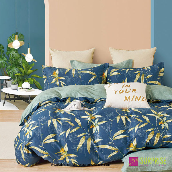 Luxury Hues Collection by Surprise Home - Super King Size 3 Pcs Bedsheet Set in 300 TC Premium Cotton Fabric (Cobalt)