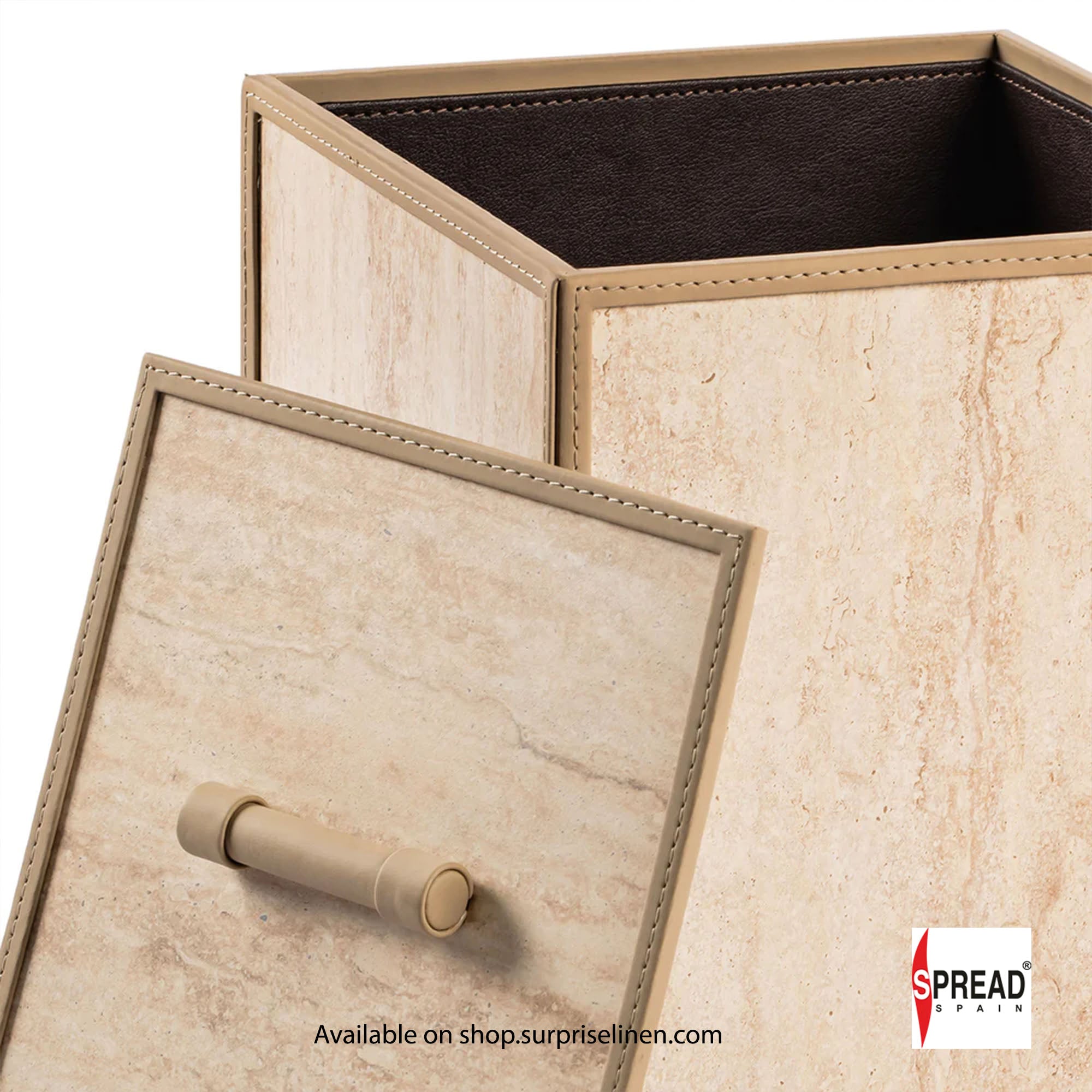 Spread Spain - Marble Satvario Collection Dustbin (Beige Bottocino)