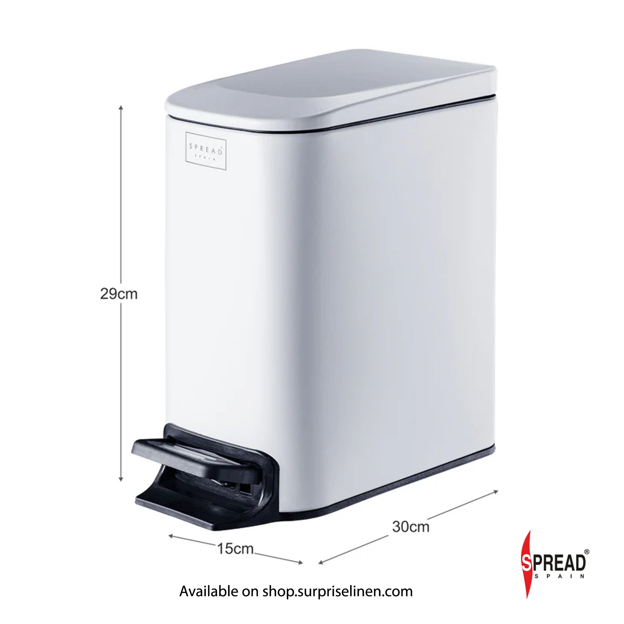 Spread Spain - Metallica Collection 6 Litre Soft Close Dustbin (White)