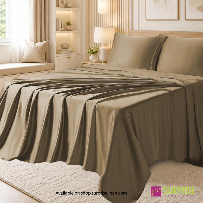 Surprise Home - Luxera Olive Taupe Tencel Bedsheet Set