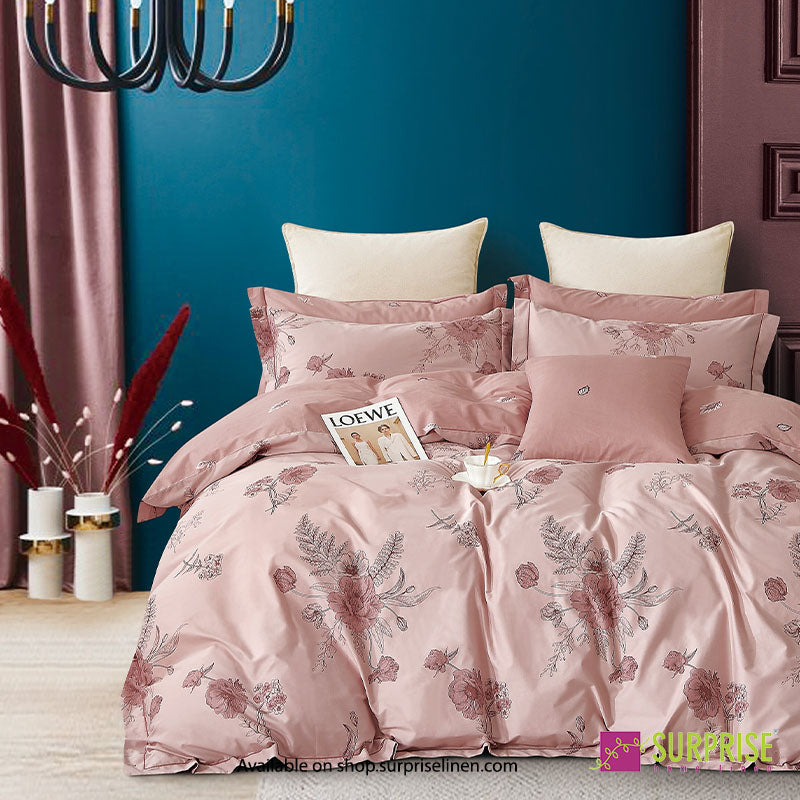 Luxury Essentials By Surprise Home - Decor Collection 400TC Organic Cotton 3 Pcs Super King Size Bedsheet (Light Coral)