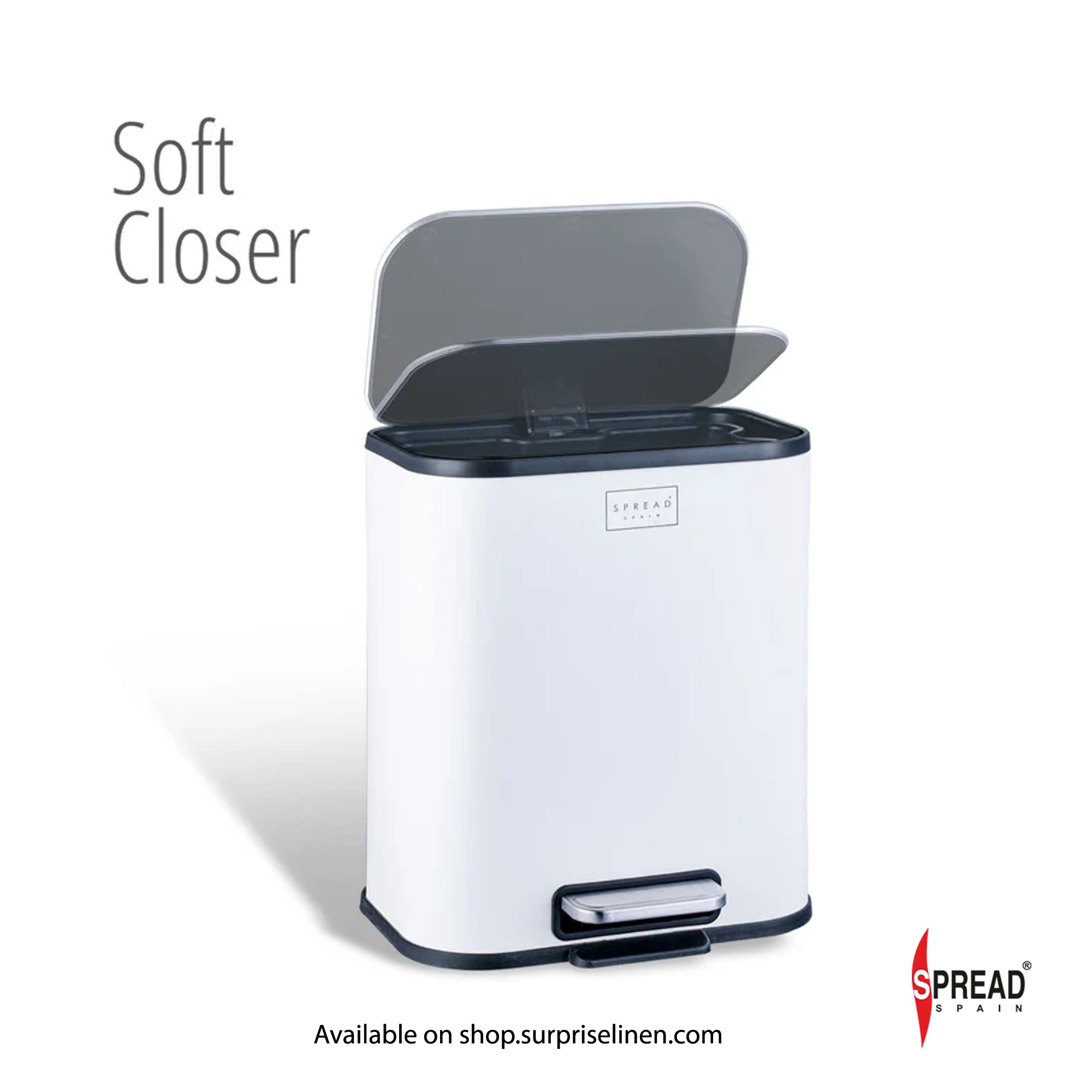 Spread Spain - Metallica Collection 5 Litre Soft Close Dustbin (White)