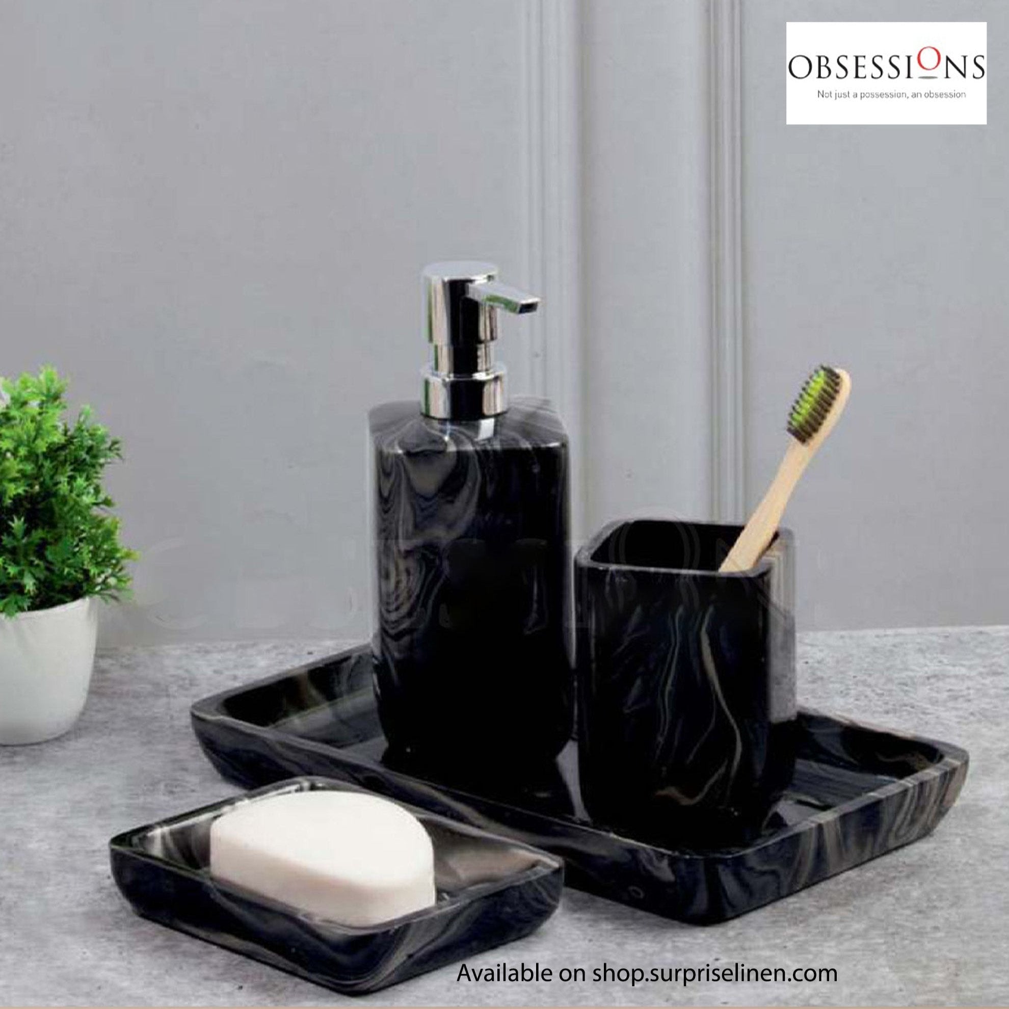 Obsessions - Azure Collection 4 Pcs Bath Set (Black)