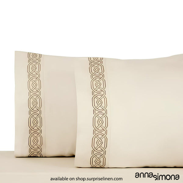 Anna Simona - Cross Stitch Bedsheet Set (Buff)