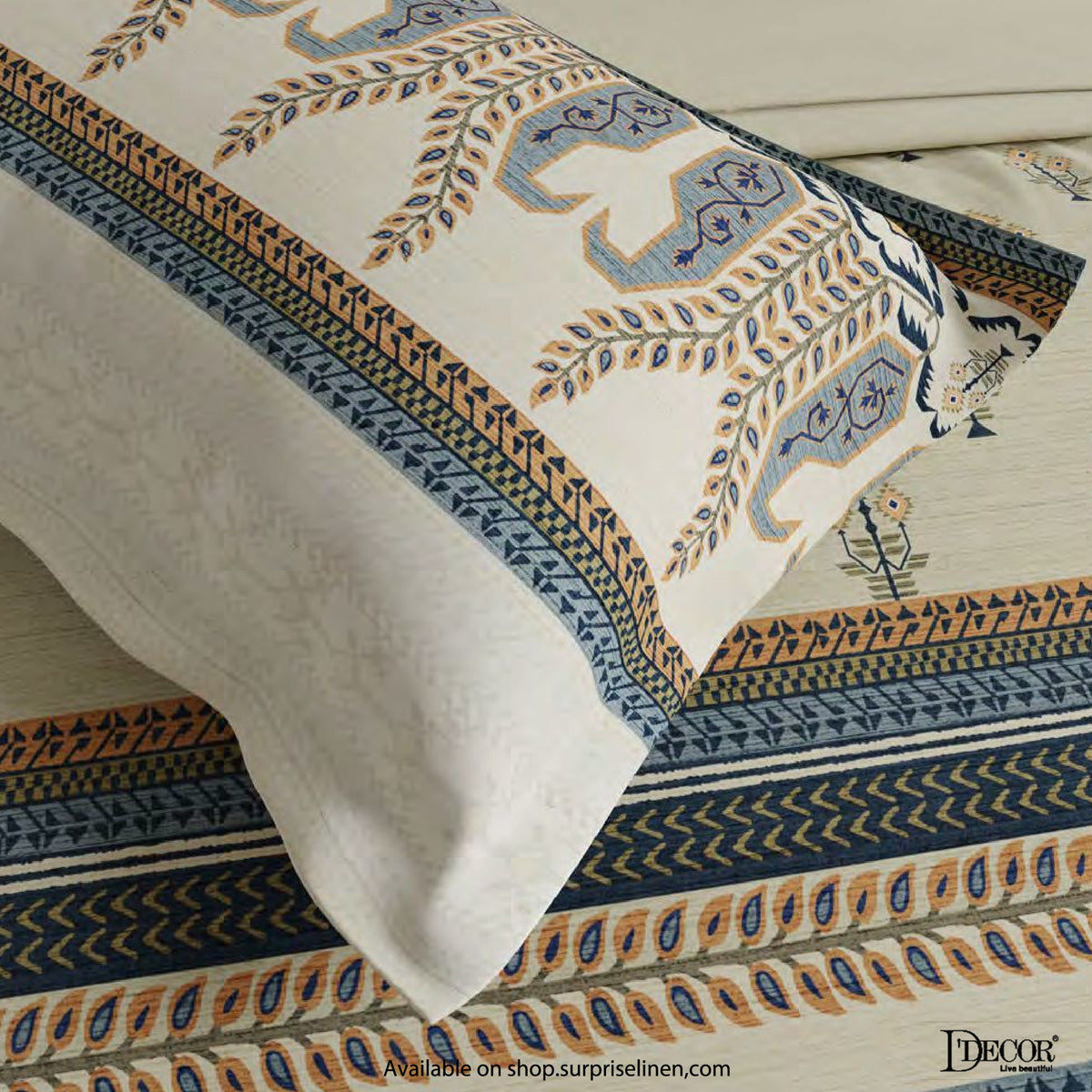 D'Decor - Jamdani Collection Kalika Super King Size Bedsheet Set (Frozen Dew)