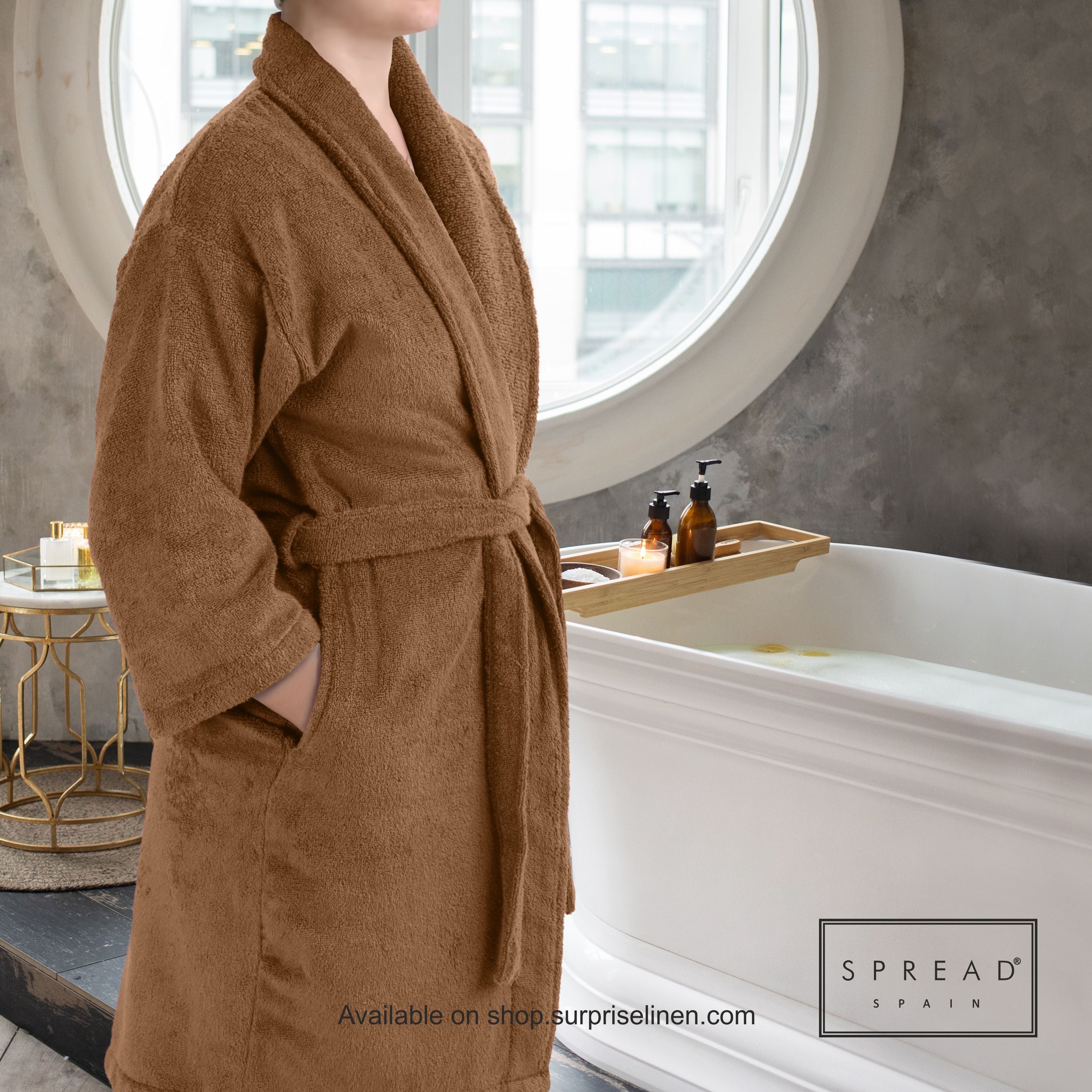 Spread Spain - Roman Bathrobe Collection Highly Absorbent & Soft Bathrobe (Brown)