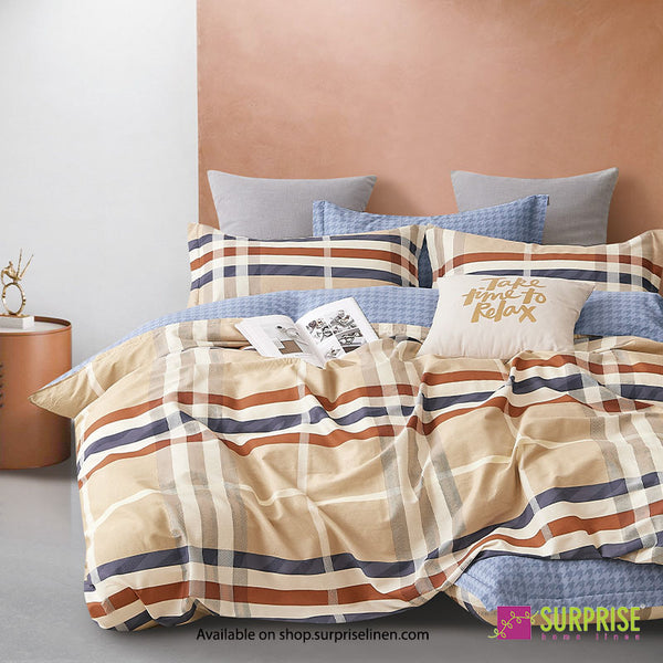 Gemine Collection by Surprise Home - Single Size 2 Pcs Bedsheet Set (Beige Stripe)