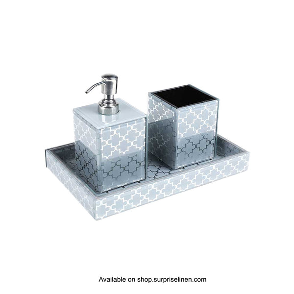 Surprise Home - Etonner Mosaic Glass  3 Pcs Bath Set (Silver)
