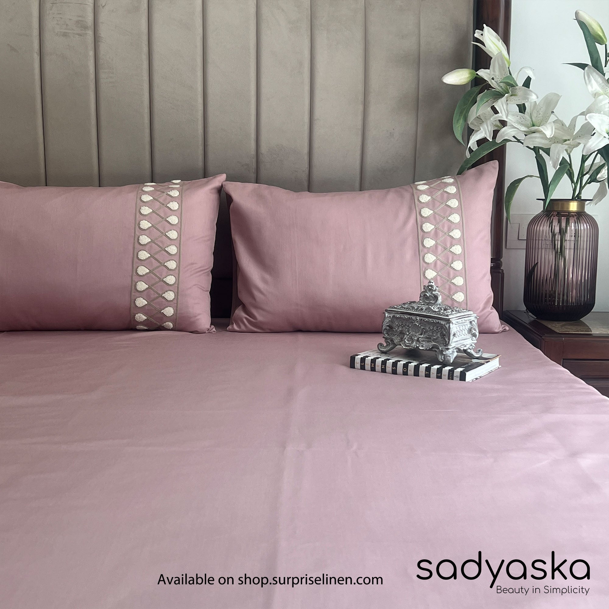 Sadyaska - Zenith Collection Cotton Rich 3 Pcs Bedsheet Set (Old Rose)