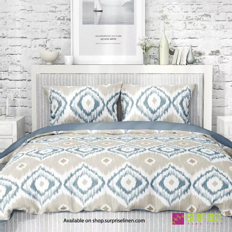 Surprise Home - Essenze Luxe Collection Regal Medallions Digital 100% Cotton 3 Pcs Bedsheet Set (Ivory Beige)