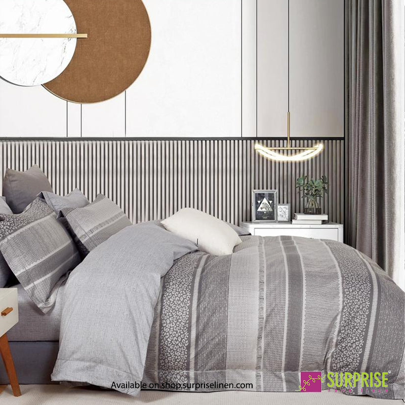 Surprise Home - Linea Collection Silver Borders 3 Pcs Bedsheet Set (Silver Grey)