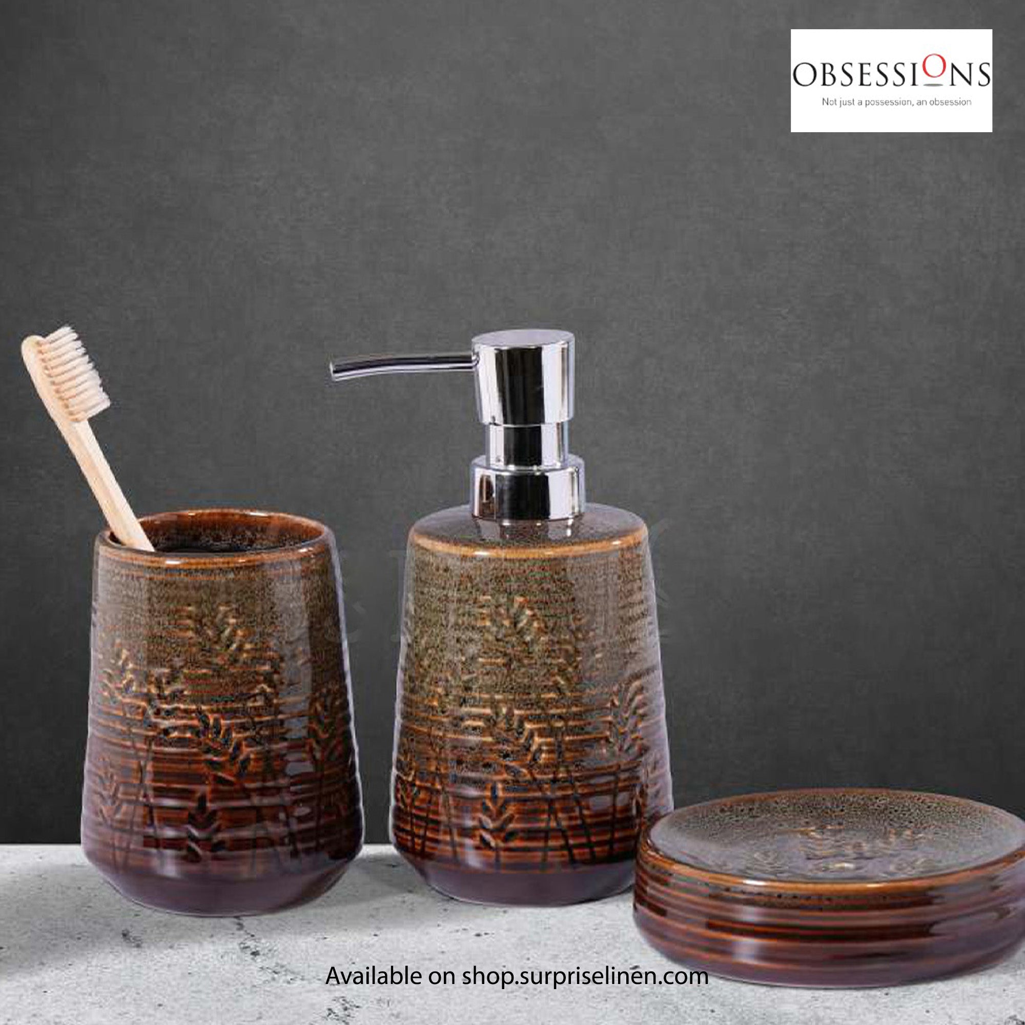 Obsessions - Earth Collection 3 Pcs Bath Set (Brown)