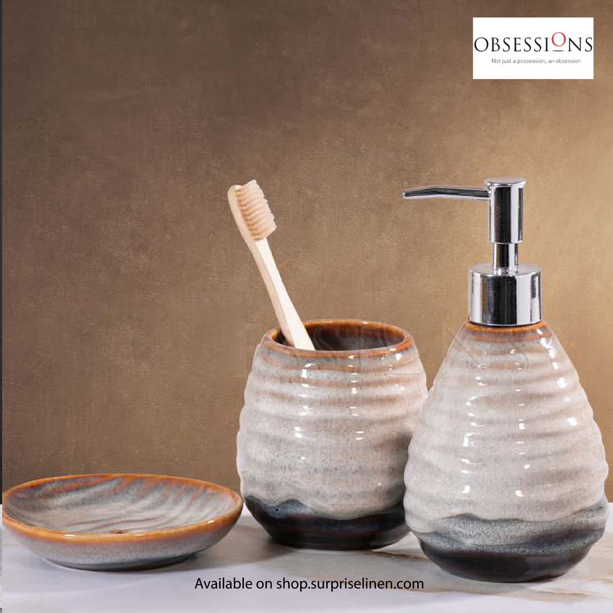 Obsessions - Earth Collection 3 Pcs Bath Set (Beige & Brown)