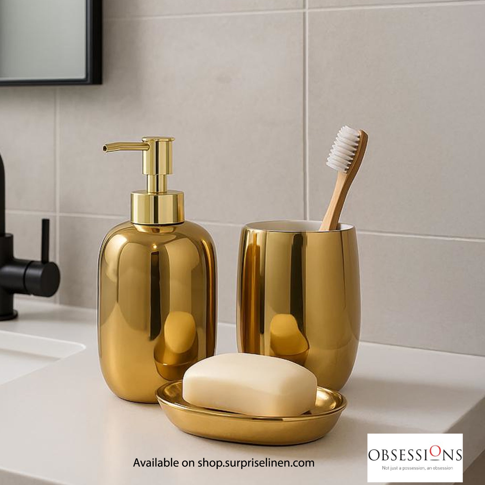 Obsessions - Earth Collection Luxury Bathroom Accessory Set (Gold)