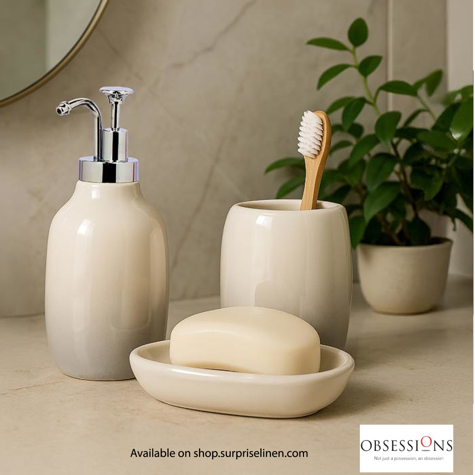 Obsessions - Earth Collection Luxury Bathroom Accessory Set (Ivory)
