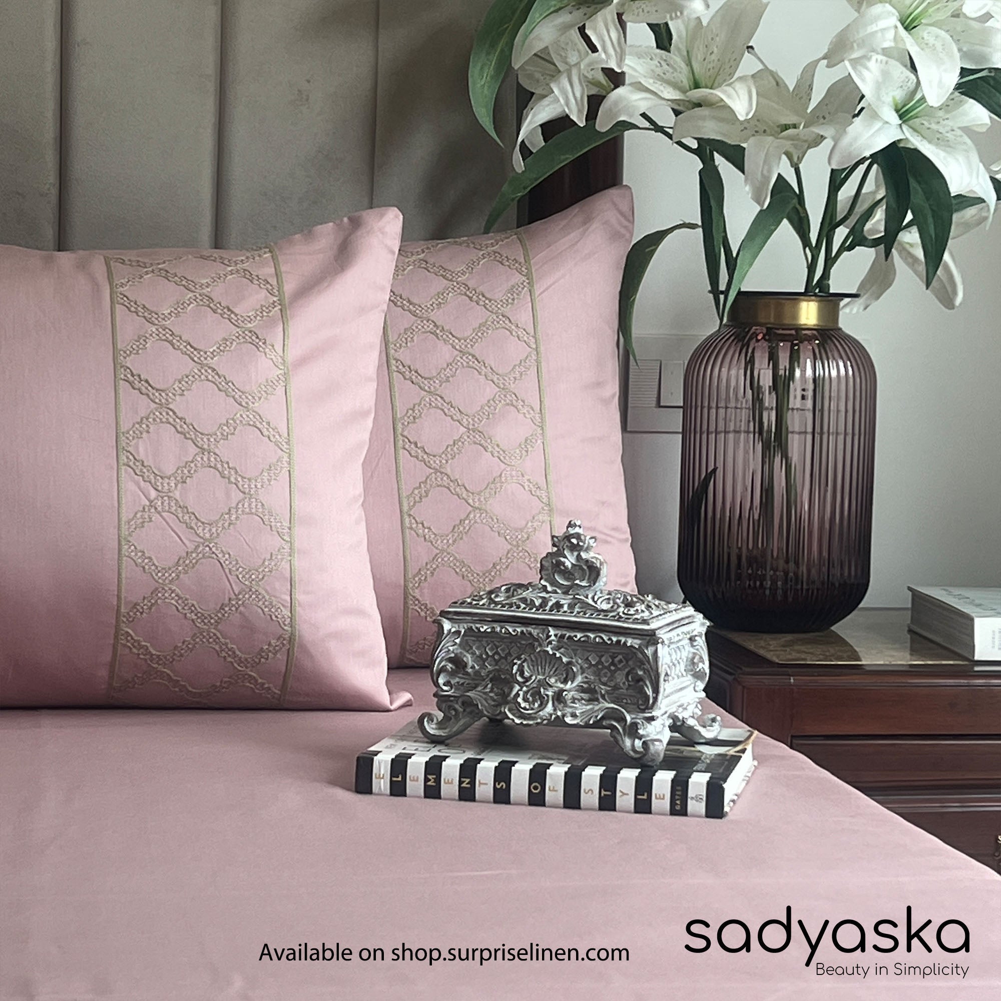 Sadyaska - Maroc Collection Cotton Rich 3 Pcs Bedsheet Set (Old Rose)