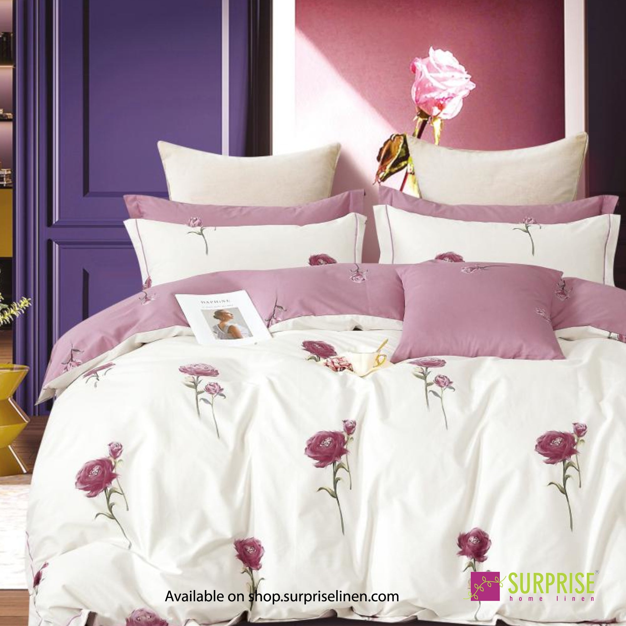 Luxury Essentials By Surprise Home - Decor Collection 400TC Organic Cotton 3 Pcs Super King Size Bedsheet Set (Iris)