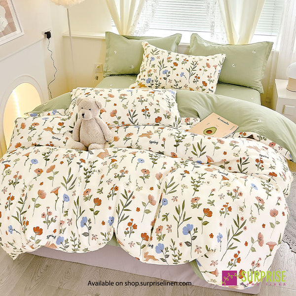Everyday Luxury Essentials By Surprise Home - Bedeck Collection 3 Pcs Regular Queen Size Bedsheet Set in 300 TC Cotton Fabric (Garden Cream)