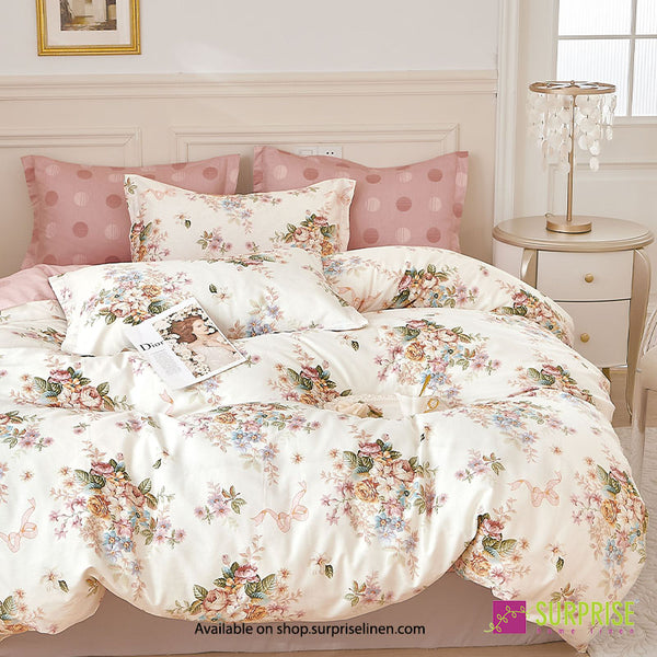Everyday Luxury Essentials By Surprise Home - Bedeck Collection 3 Pcs Regular Queen Size Bedsheet Set in 300 TC Cotton Fabric (Cream Rose)