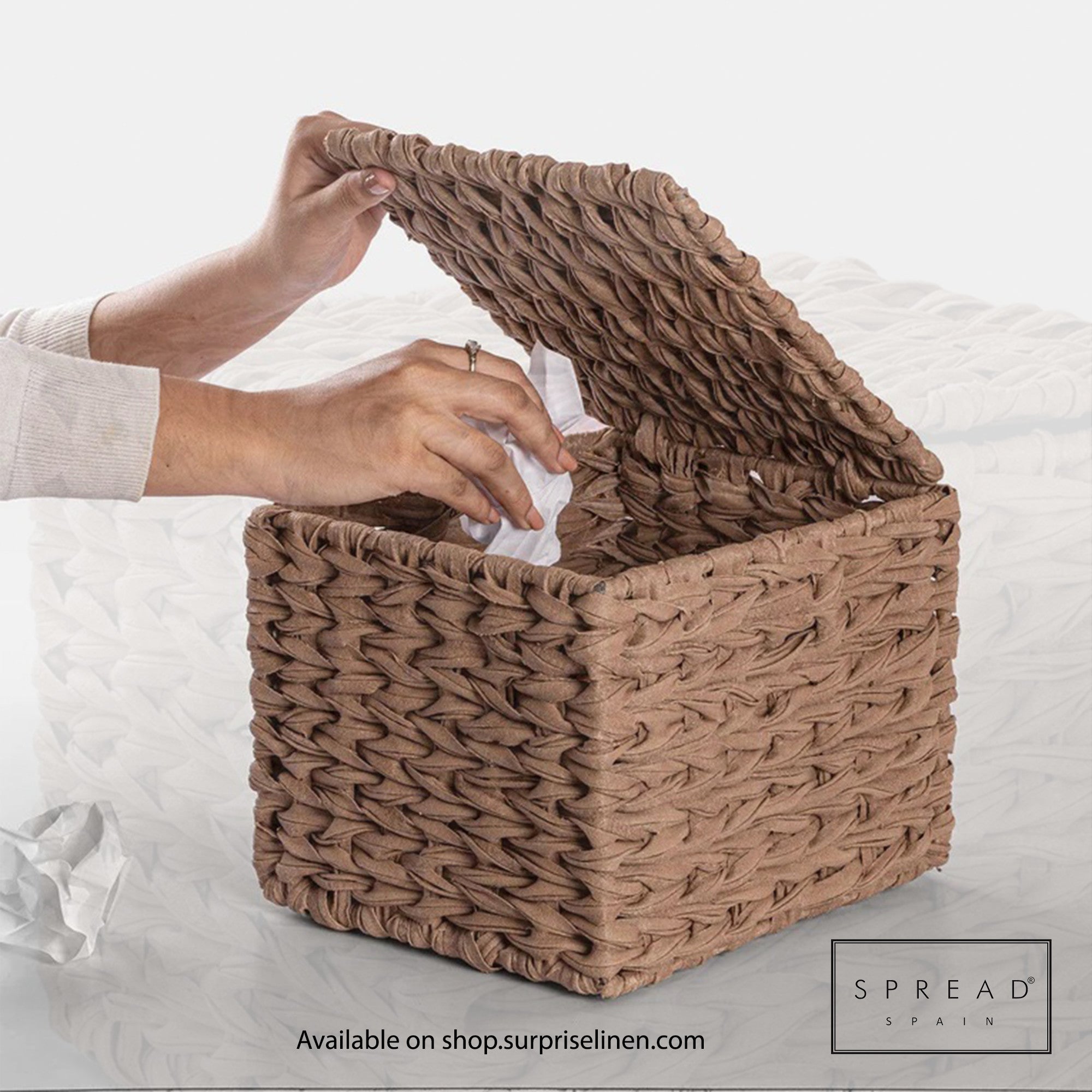 Spread Spain - Waterproof & Moisture Proof Synthetic Rattan Interknit Dustbin (Dark Brown)