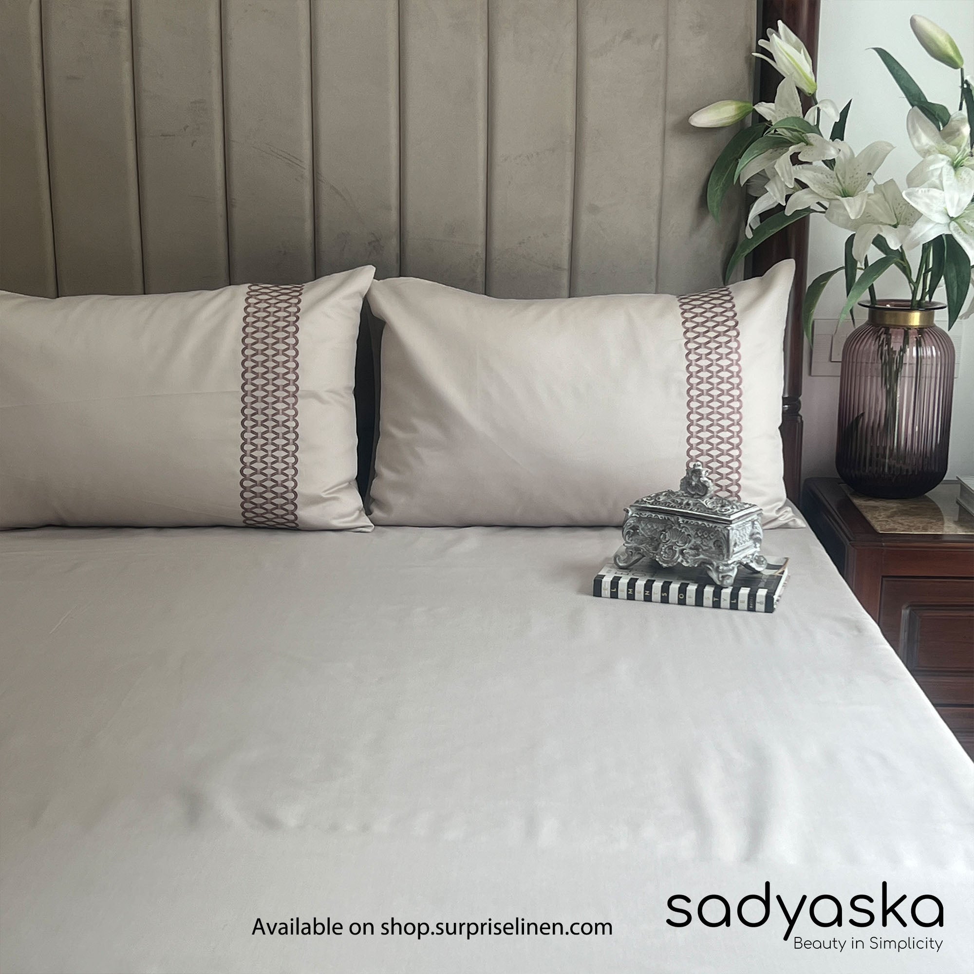 Sadyaska - Lisse Collection Cotton Rich 3 Pcs Bedsheet Set (Ivory)