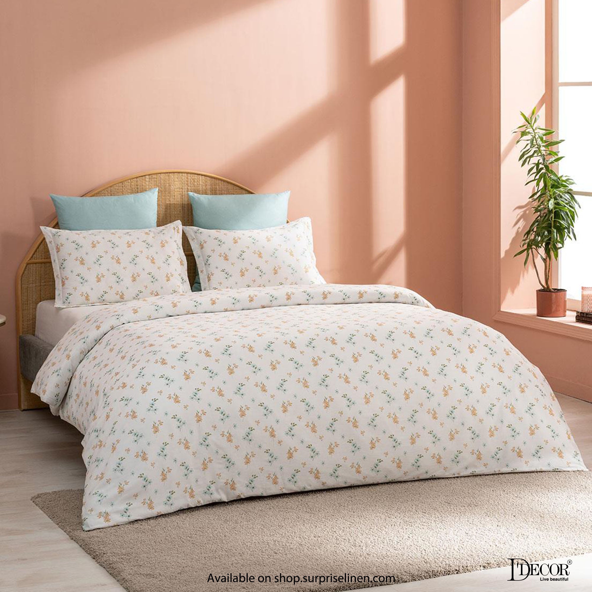 D'Decor - Vatika Bedding Collection Pastel Turquoise Bed Sheet Set