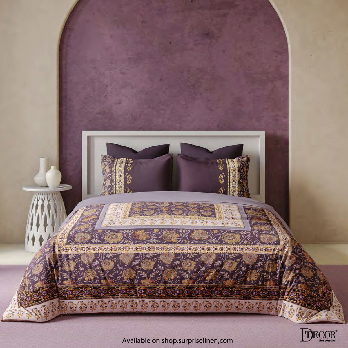 D'Decor - Bahara Collection Gracie Super King Size Bedsheet Set (Black Plum)