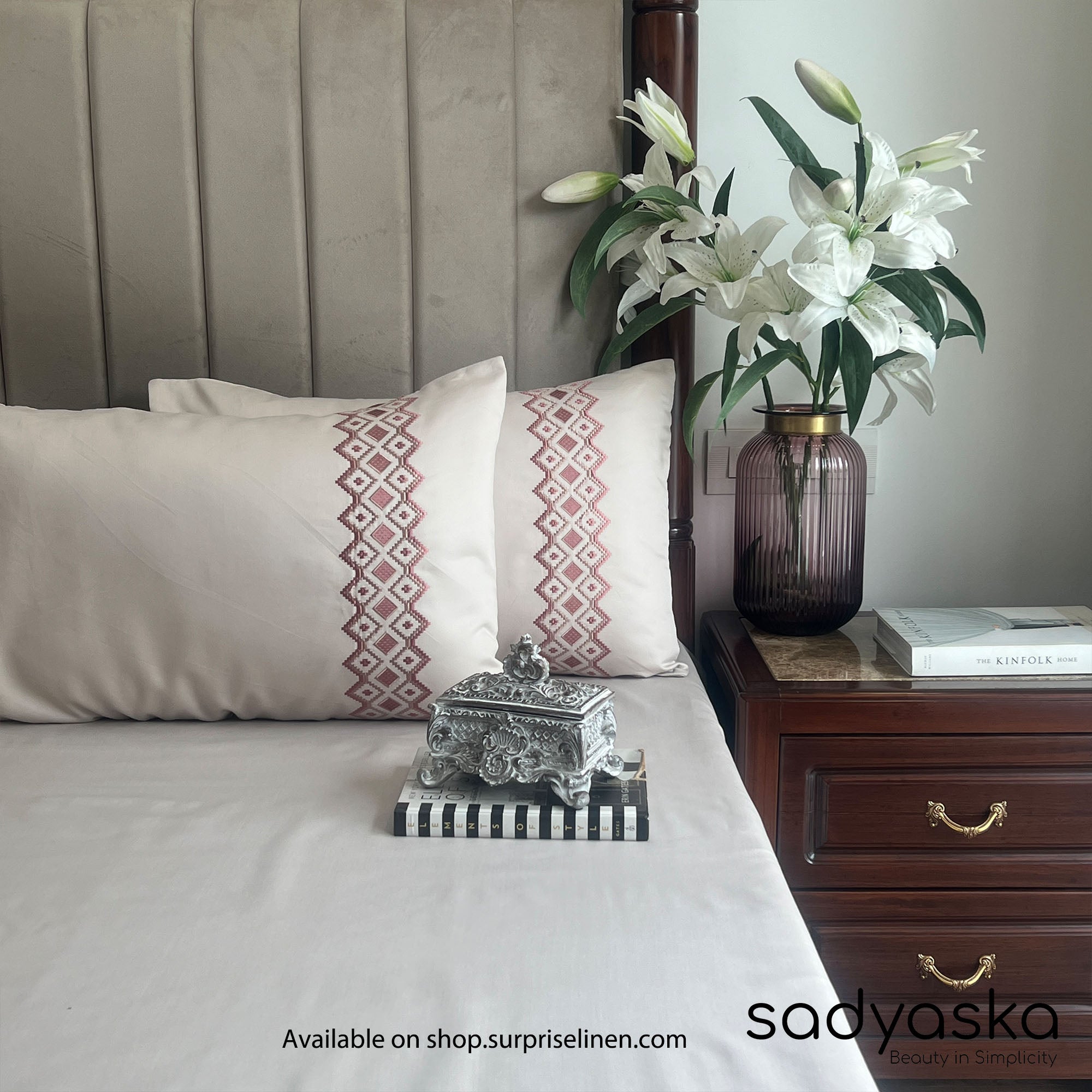 Sadyaska - Diandra Collection Cotton Rich 3 Pcs Bedsheet Set (Ivory)