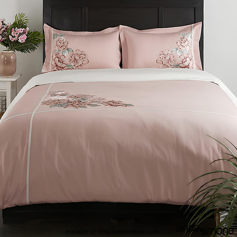 Anna Simona - Rosemary 4 Pcs Fine Cotton Satin Duvet Ensemble (Flamingo)