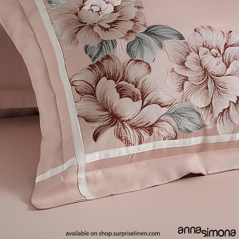 Anna Simona - Rosemary 4 Pcs Fine Cotton Satin Duvet Ensemble (Flamingo)