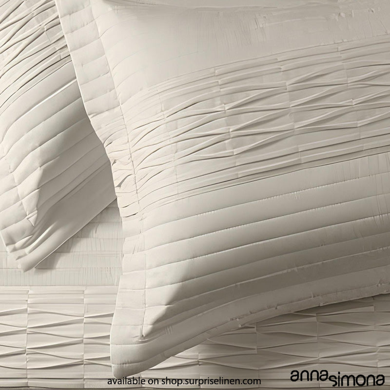 Anna Simona - Bianca 3 Pcs 400 TC Fine Cotton Satin  Bed Cover Set (Off White)