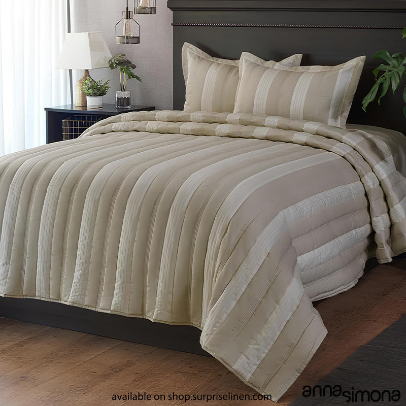 Anna Simona - Agate 3 Pcs 400 TC Fine Cotton Satin Bed Cover Set (Buff Sesame)