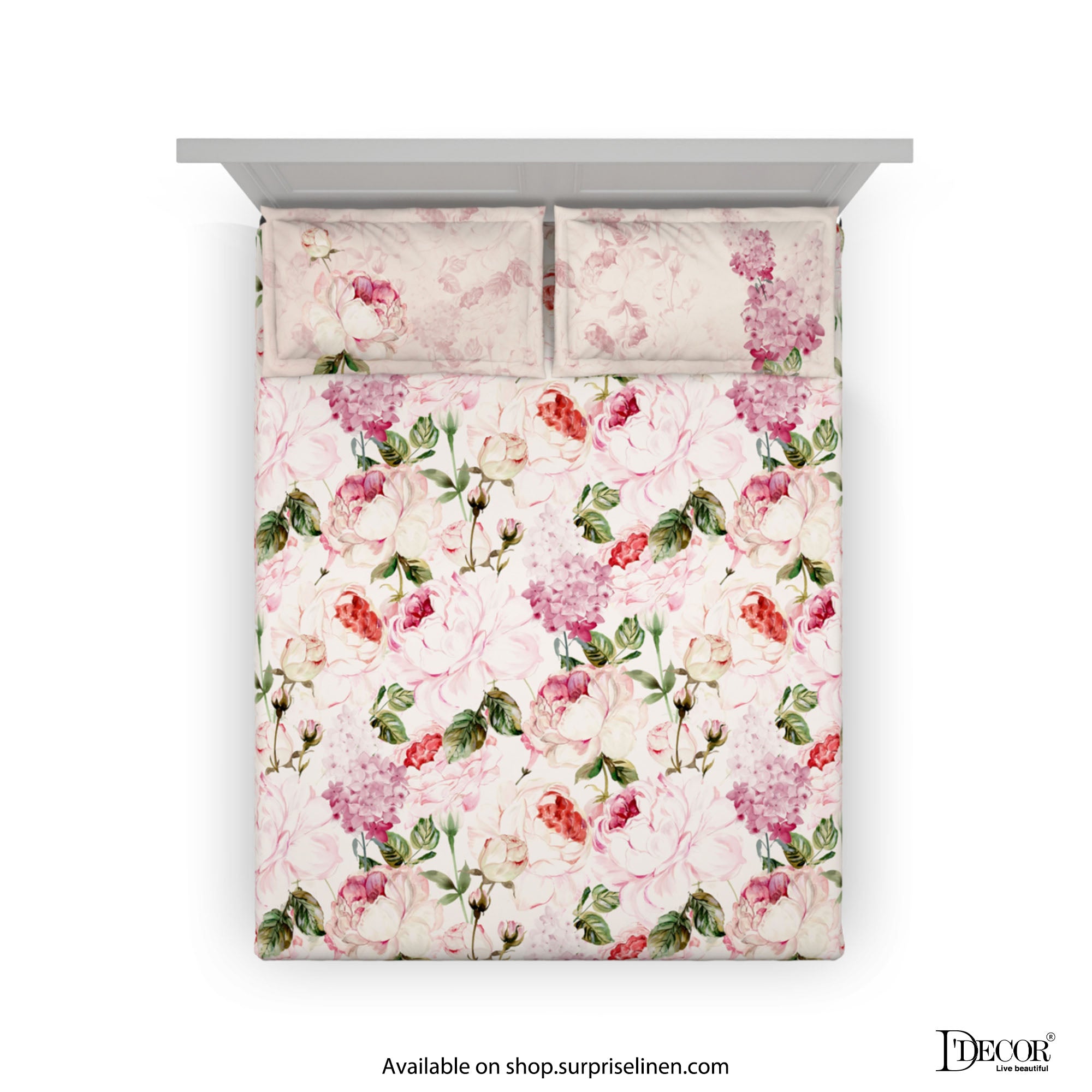 D'Decor - Esteem 210 TC Collection Pink Villa Bed Sheet Set