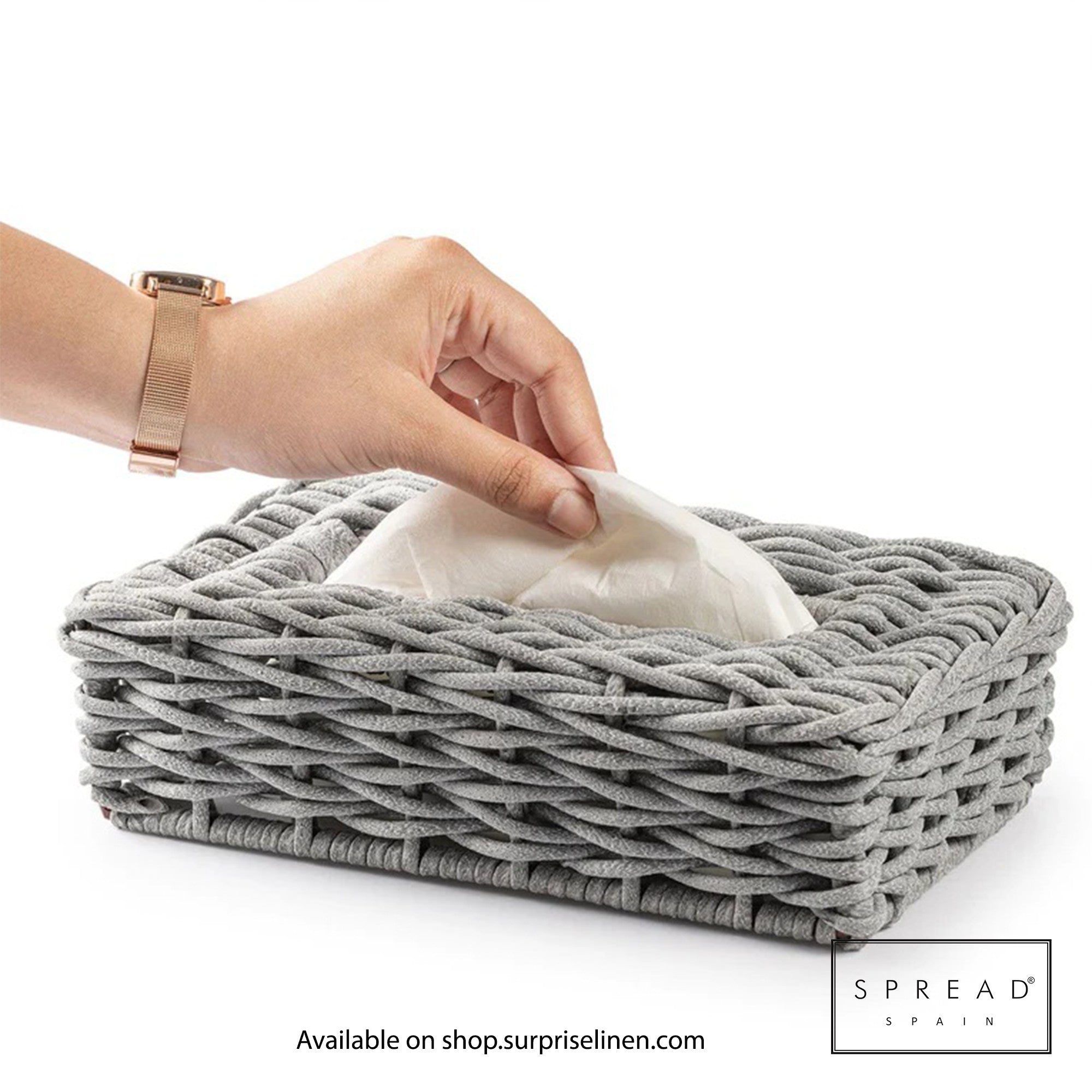 Spread Spain - Waterproof & Moisture Proof Synthetic Rattan Weaves Tissue Box (Grey)