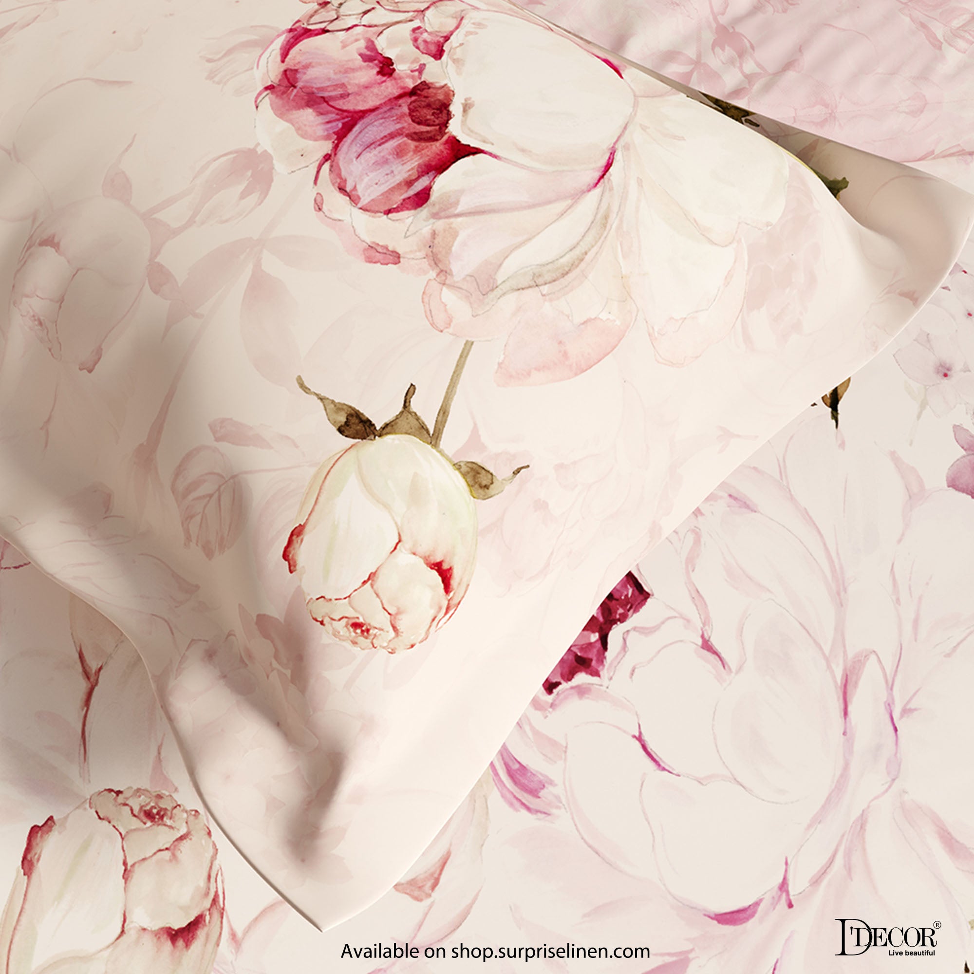 D'Decor - Esteem 210 TC Collection Pink Villa Bed Sheet Set