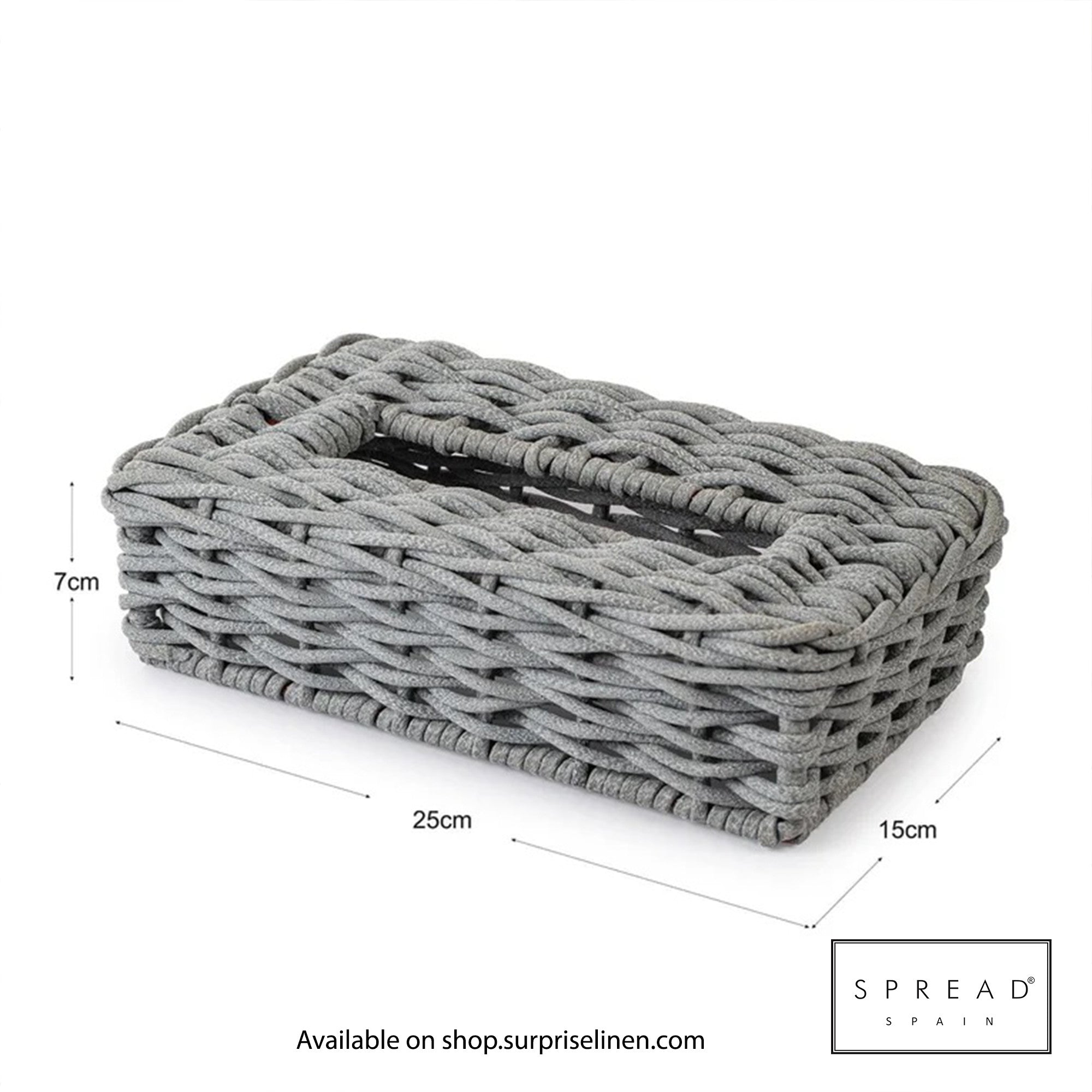 Spread Spain - Waterproof & Moisture Proof Synthetic Rattan Weaves Tissue Box (Grey)