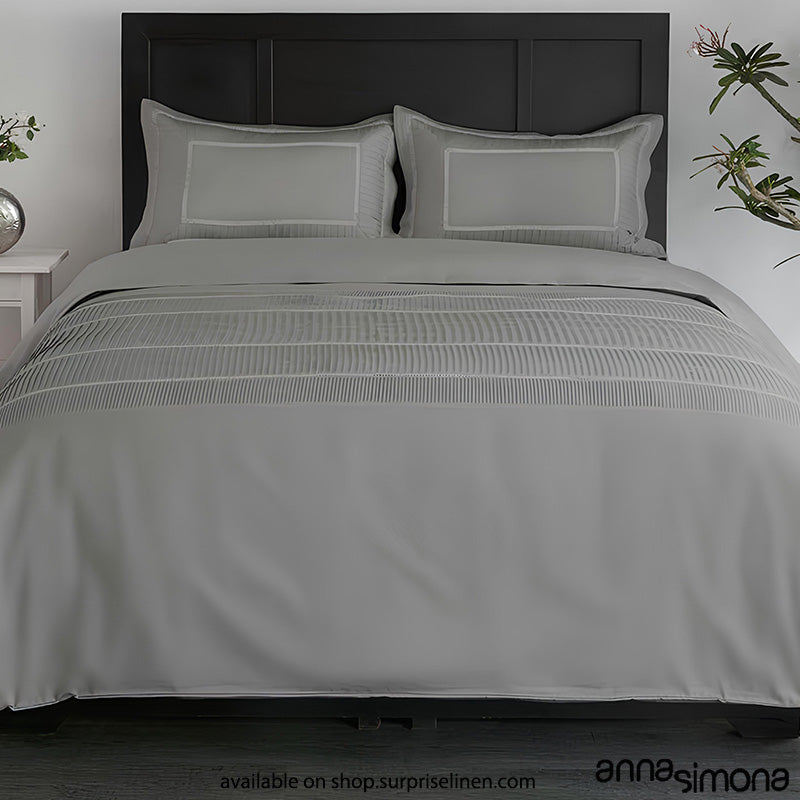 Anna Simona - Amour 4 Pcs Fine Cotton Satin Duvet Ensemble (Silver)