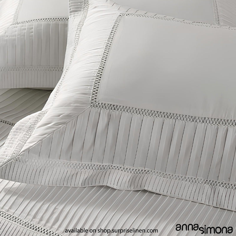 Anna Simona - Amour 4 Pcs Fine Cotton Satin Duvet Ensemble (White)